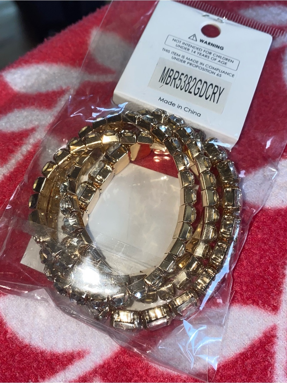 Gold Crystal Stretch Bracelet Set for Women